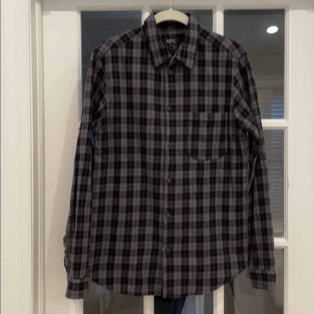 APC 100% Cotton Plaid Flannel Buttondown Sz M